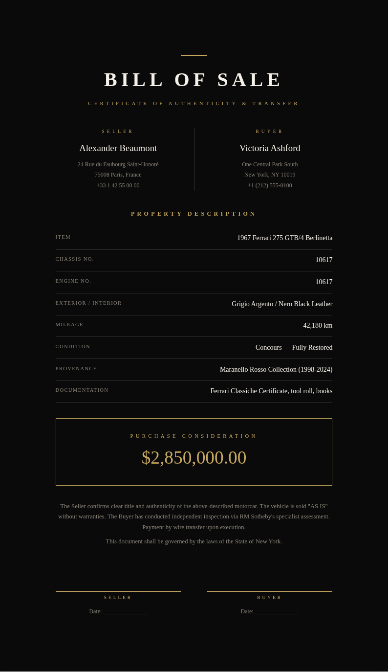 Luxury Premium Bill Of Sale
